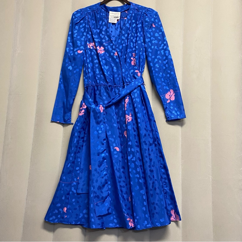 Vintage L Magnin Flora Kung Women’s Dress Size 8 Silk Image Floral Feminine